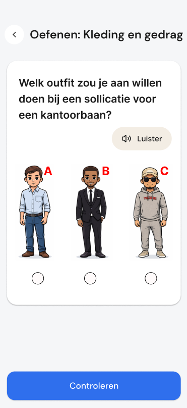 Voorbeeldpagina: Quiz vraag